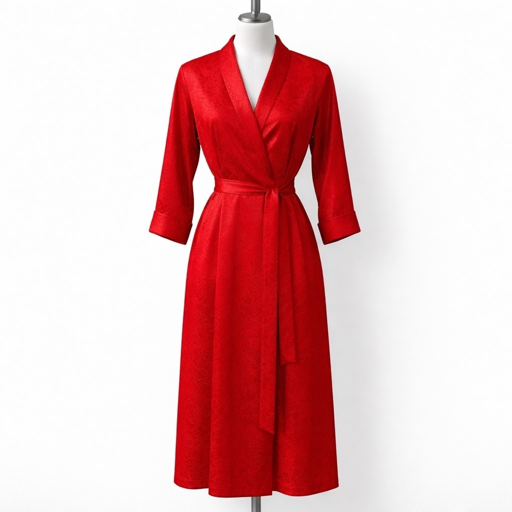 Frederick’s of Hollywood Vintage Red Satin Wrap Robe - Women Intimates Medium